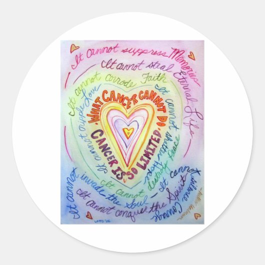 虹のハート癌が詩をデカールできない ラウンドシール (正面)