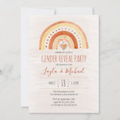 虹のハート ウォーターカラー 洗いざらしのジェンダー発表 招待状 (正面)