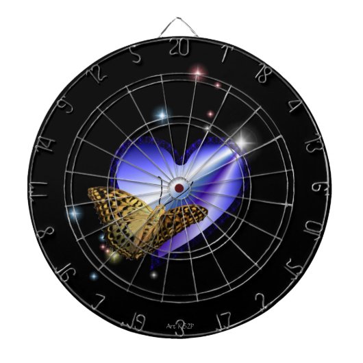 虹のハート（星と蝶が黒） ダーツボード (正面)