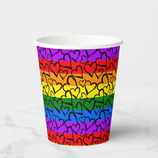 虹のハート 紙コップ (正面)