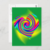 虹のハート:黄緑 ポストカード (正面/裏面)