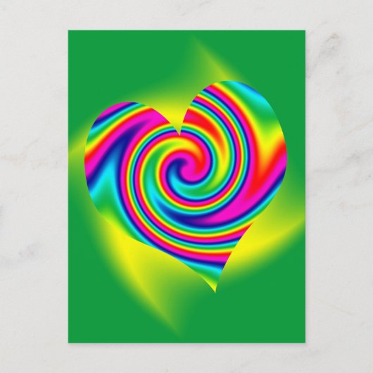 虹のハート:黄緑 ポストカード (正面)