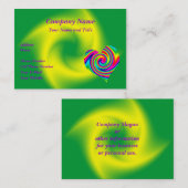 虹のハート: 黄色緑 名刺 (正面/裏面)