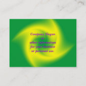 虹のハート: 黄色緑 名刺 (裏面)