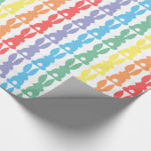 虹のバニーウサギのシルエットのかわいいおもしろい ラッピングペーパー (角)