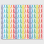 虹のバニーウサギのシルエットのかわいいおもしろい ラッピングペーパー (フラット)