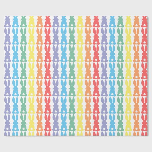 虹のバニーウサギのシルエットのかわいいおもしろい ラッピングペーパー (フラット)