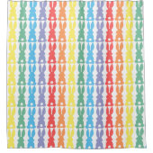 虹のバニーウサギのシルエットのかわいい子供 シャワーカーテン (正面)