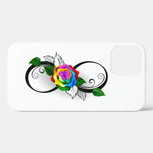 虹のバラとインフィニティ・シンボル Case-Mate iPhoneケース (裏面 (横))