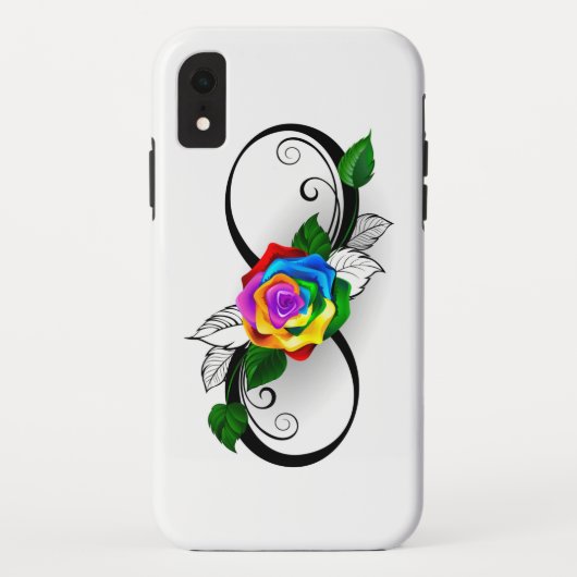 虹のバラとインフィニティ・シンボル Case-Mate iPhoneケース (裏面)