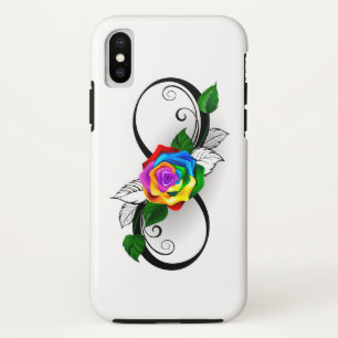 虹のバラとインフィニティ・シンボル iPhone XSケース