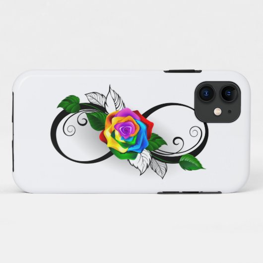 虹のバラとインフィニティ・シンボル Case-Mate iPhoneケース (裏面(横))