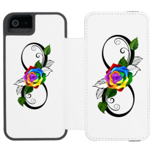 虹のバラとインフィニティ・シンボル iPhone SE/5/5sウォレットケース