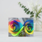 虹のバラの郵便はがき ポストカード (スタンド正面)