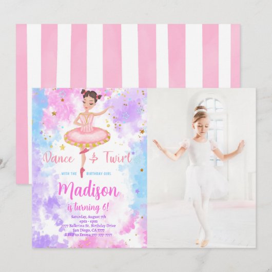 虹のバレリーナ写真招待状 招待状 (正面/裏面)
