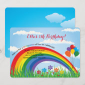 虹のバースデーパーティー招待状 招待状 (正面/裏面)