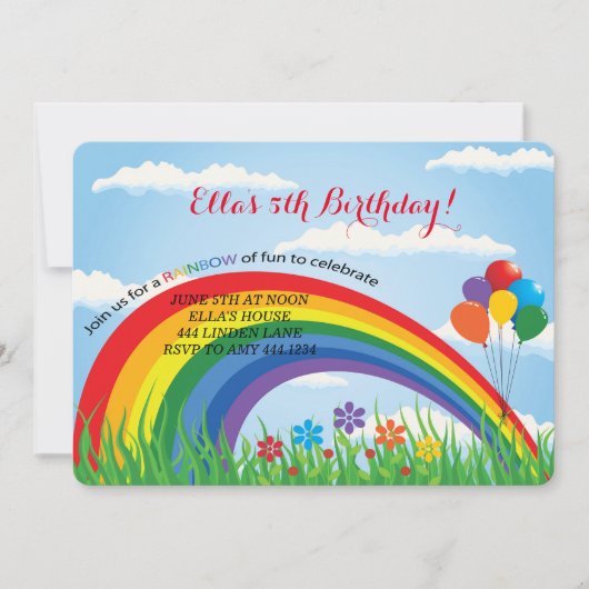 虹のバースデーパーティー招待状 招待状 (正面)