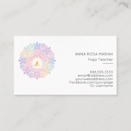 *～*虹のパステル曼荼羅女性用瞑想エネルギー 名刺 (裏面)