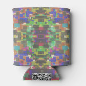 虹のパターン（の模様が）ある色を超えてピクセル化 缶クーラー (裏面)