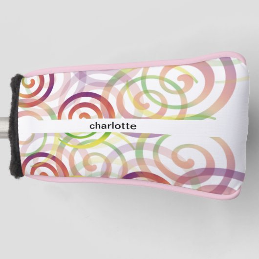 虹のパーソナライズされたらせん模様 ゴルフヘッドカバー (正面)