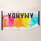 虹のパーソナライズされた名前 バスタオル (バスタオル)