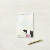 虹のパーソナライズなパステル調の黒く及び白い牛 ポストイット (デスク上)