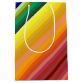 虹のパーティー色数々ののパタストライプーン ミディアムペーパーバッグ (正面)