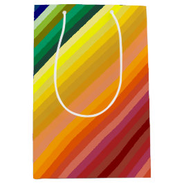 虹のパーティー色数々ののパタストライプーン ミディアムペーパーバッグ