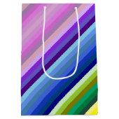 虹のパーティー色数々ののパタストライプーン ミディアムペーパーバッグ (裏面)