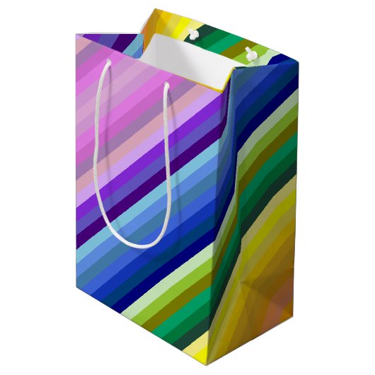 虹のパーティー色数々ののパタストライプーン ミディアムペーパーバッグ (裏面アングル)