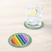 虹のパーティー色数々ののパタストライプーン ラウンドペーパーコースター (インサイチュ)