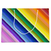 虹のパーティー色数々ののパタストライプーン ラージペーパーバッグ (正面)