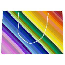 虹のパーティー色数々ののパタストライプーン ラージペーパーバッグ
