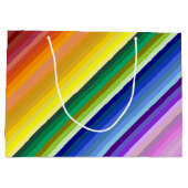 虹のパーティー色数々ののパタストライプーン ラージペーパーバッグ (裏面)