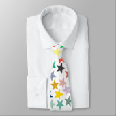 虹のパーティー色数々の星模様 ネクタイ (タイ)