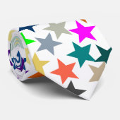 虹のパーティー色数々の星模様 ネクタイ (ロール)