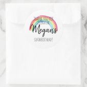 虹のパーティー、水色レインボー誕生日、好意 ラウンドシール (バッグ)