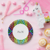 虹のヒョウのプリントのデザイン ペーパープレート (パーティー)