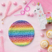 虹のヒョウのプリントパターン ペーパープレート (パーティー)