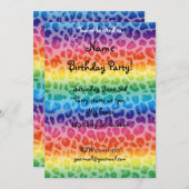 虹のヒョウのプリントパターン 招待状 (正面/裏面)