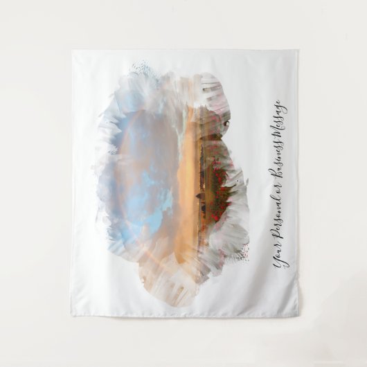 *~* 虹のビーチ 波 オーシャン アーティスト フラワー AR11 タペストリー (正面)