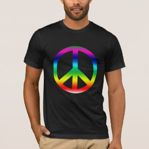 虹のピースサインプロダクト Tシャツ