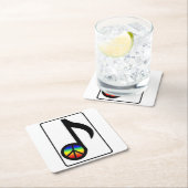 虹のピースサイン音楽ノートのコースター スクエアペーパーコースター (インサイチュ)