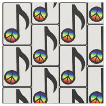 虹のピースサイン音楽ノートの生地