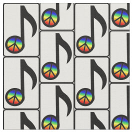 虹のピースサイン音楽ノートの生地 ファブリック