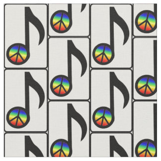 虹のピースサイン音楽ノートの生地 ファブリック