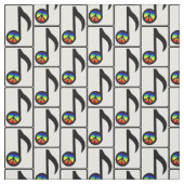 虹のピースサイン音楽ノートの生地 ファブリック (見本)