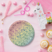 虹のピースマークのデザインパターン ペーパープレート (パーティー)