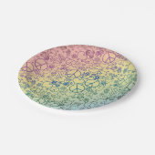 虹のピースマークのデザインパターン ペーパープレート (アングル)