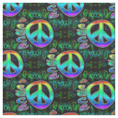 虹のピースマーク ファブリック (クローズアップ)